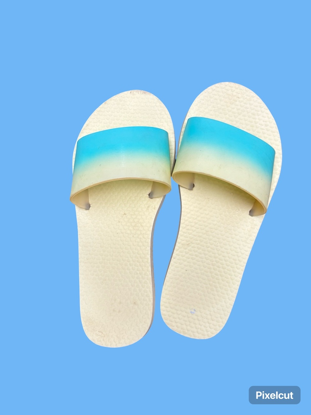 Gradient Blue Cream Slide Sandals